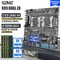 szmz x99 motherboard combo with dual cpu lga 2011 v3 e5 2680 v4 ddr4 2400mhz 32gb ram and pice 3 0 nvme m 2 ssd mainboard set