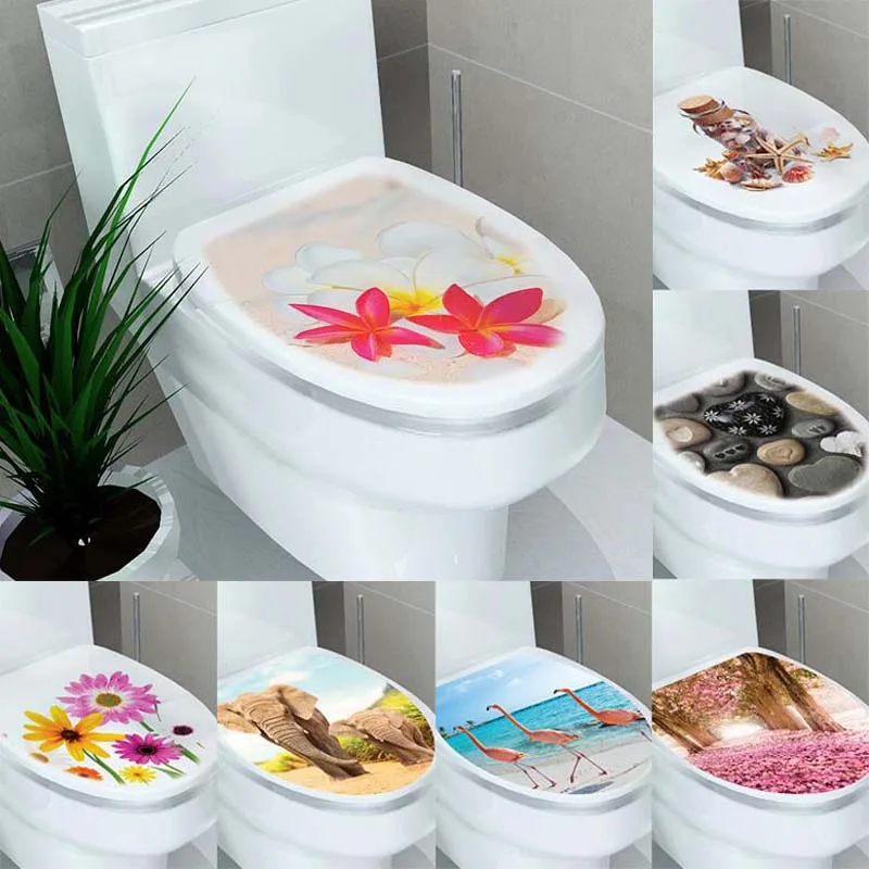 Наклейки для унитаза милые Мультяшные животные 3d сиденье ПВХ Настенная Наклейка