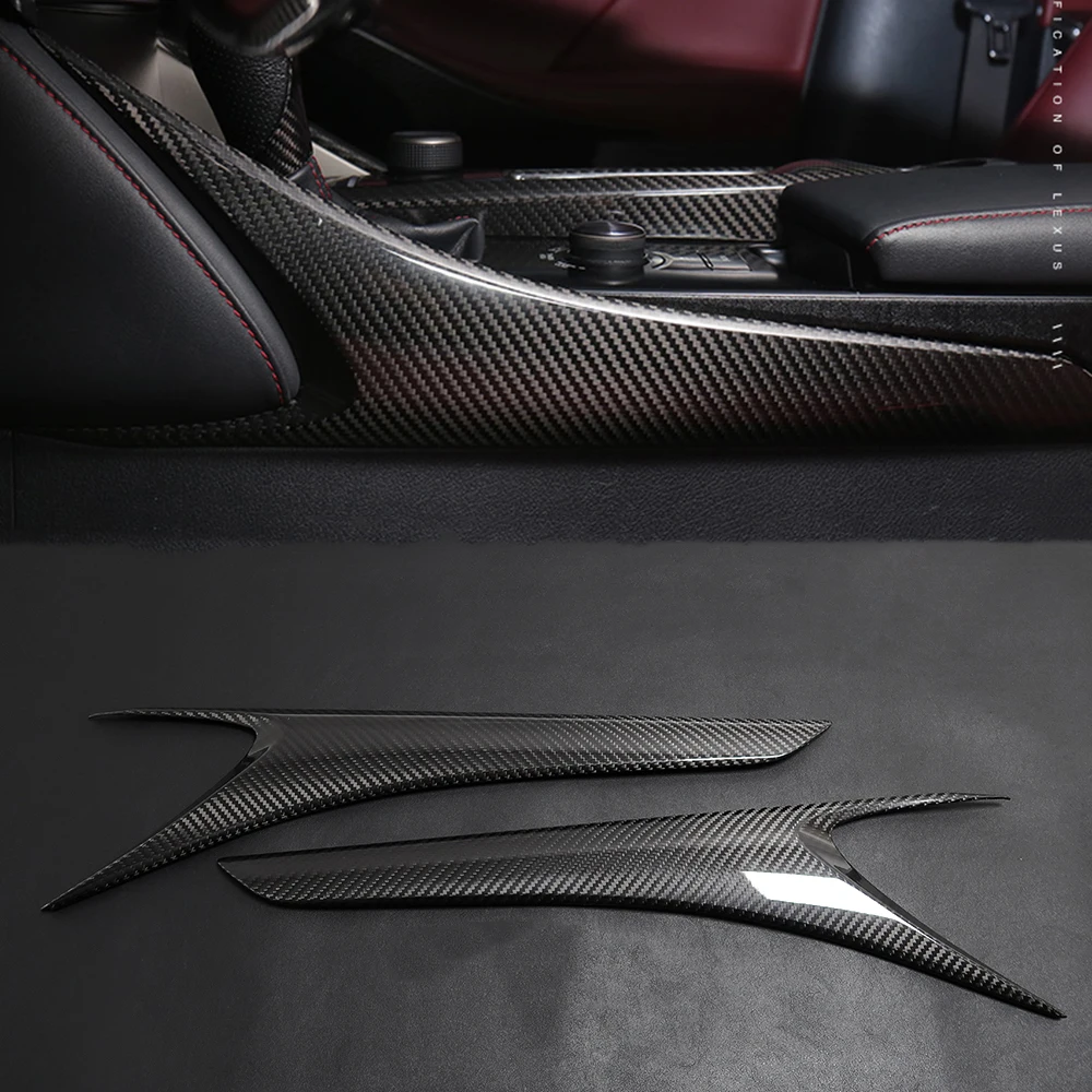 

2pcs Real Dry Carbon Fiber Car Gear Shift Side Center Console Trim Panel Cover For Lexus IS 250 IS 300 IS 350 IS 250 F Sport