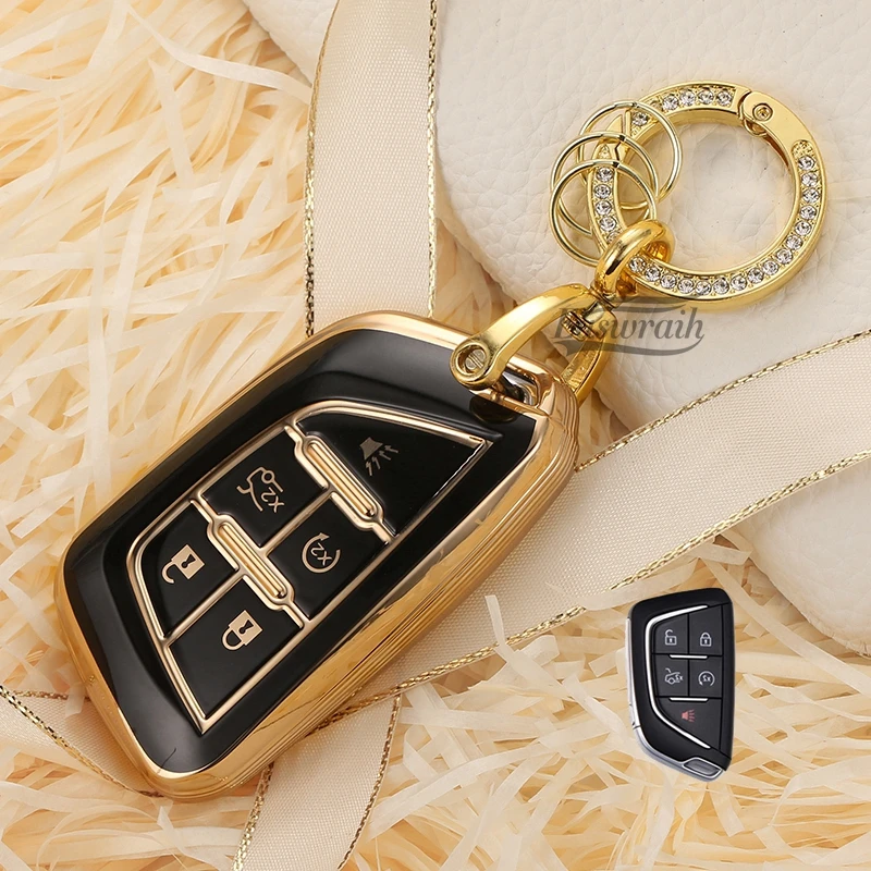 

Автомобильный чехол для ключей из ТПУ, кольцо-держатель для Cadillac ATS CT6 CTS DTS XT5 Escalade ESV SRX STS XTS ELR, аксессуары для интерьера