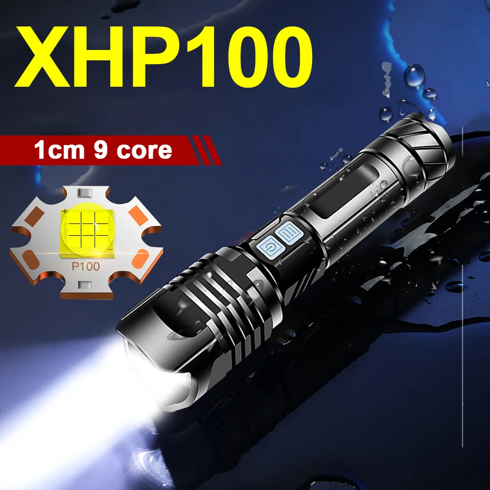 XHP 100 высокомощная светодиодная вспышка перезаряжаемая батарея 18650 26650 USB