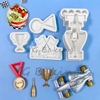 dorica new 4 styles racing carflagstrophiesmedals silicone mold chocolate cake mould cake decorating tools kitchen supplies