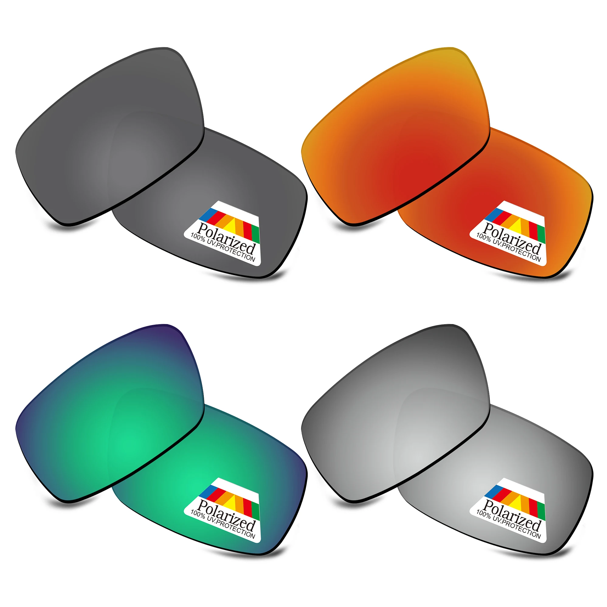 Bwake 4 Pairs Black & Silver & Green & Fire Red Polarized Replacement Lenses for-Oakley Crankshaft OO9239 Sunglasses Frame