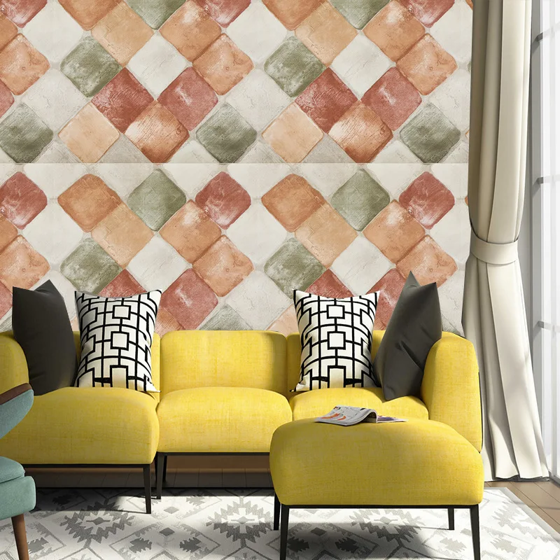 

Modern Mixed Color Square Wallpaper, Bedroom, Living Room, Children's Room, PVC Self-adhesive Home Decoration Wall Sticker
