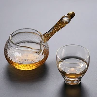 glass side handle fair cup heat resistant thickening kung fu tea utensils japanese gold foil hammer pattern tea pot tea strainer