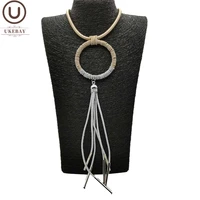 ukebay new luxury design necklaces women handmade jewelry bohemia style long sweater chain silver color gold color necklace