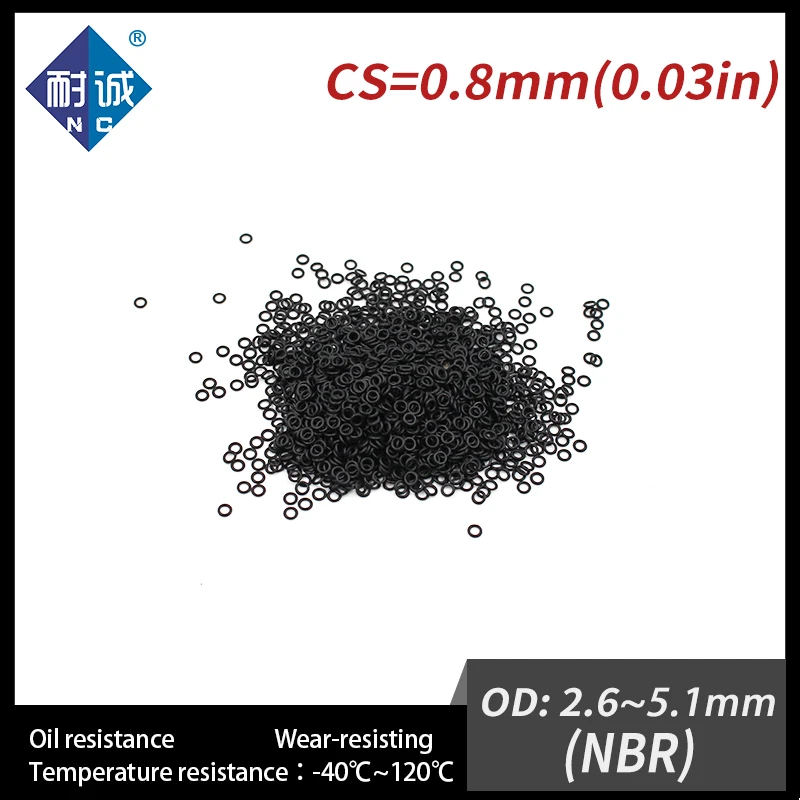 Резиновое черное уплотнительное кольцо 10 шт./лот NBR CS0.8mm OD2.6/3/3.6/4.1/4.3/4.5/4.9/5.1 мм