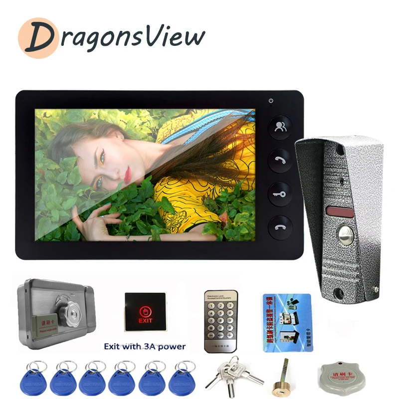 Dragonsview Intercom Video Deurtelefoon Deurbel Camera Voor Appartement Home Security Systeem Ingebouwde Power 7 Inch Bedraad Monitor