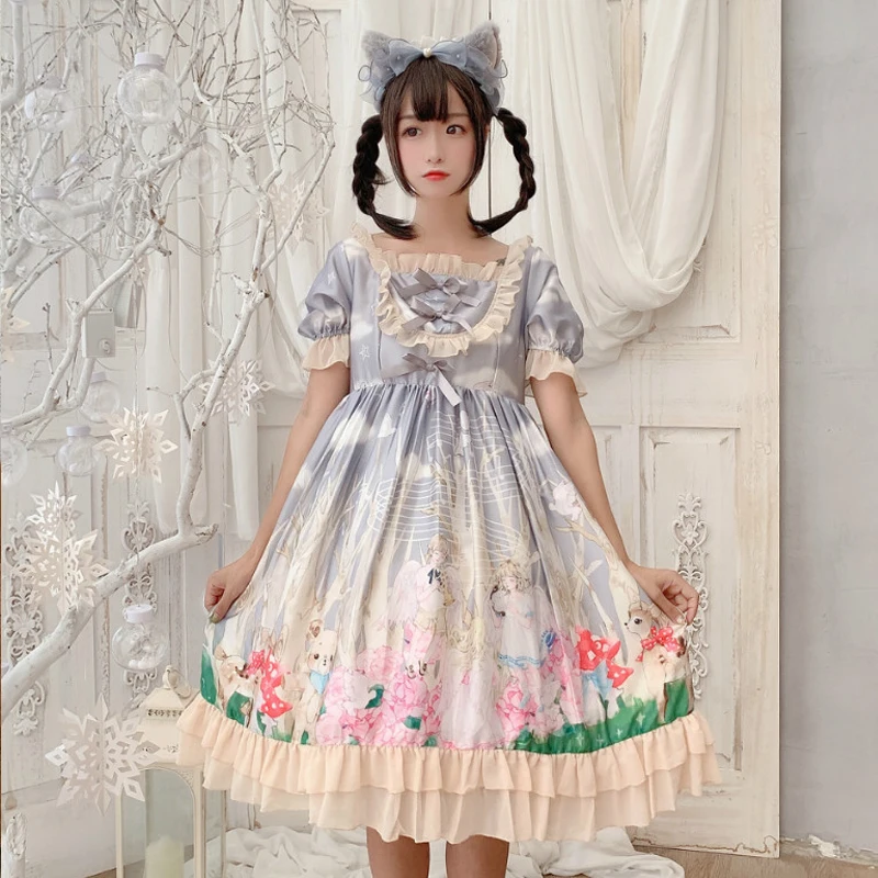 Милая одежда в стиле &quotЛолита&quot с пышными рукавами кавайное летнее винтажное