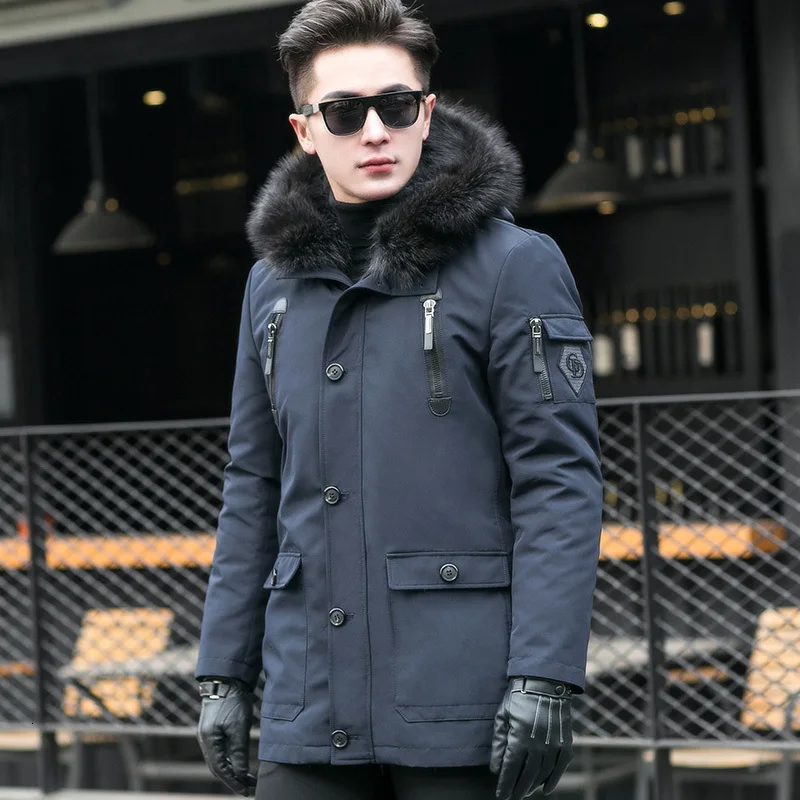 Parka Real Fur Coat Men Winter Jacket Natural Raccoon Liner Warm Jackets and Coats Parkas Hombre 2020 4163 KJ2977 | Мужская одежда