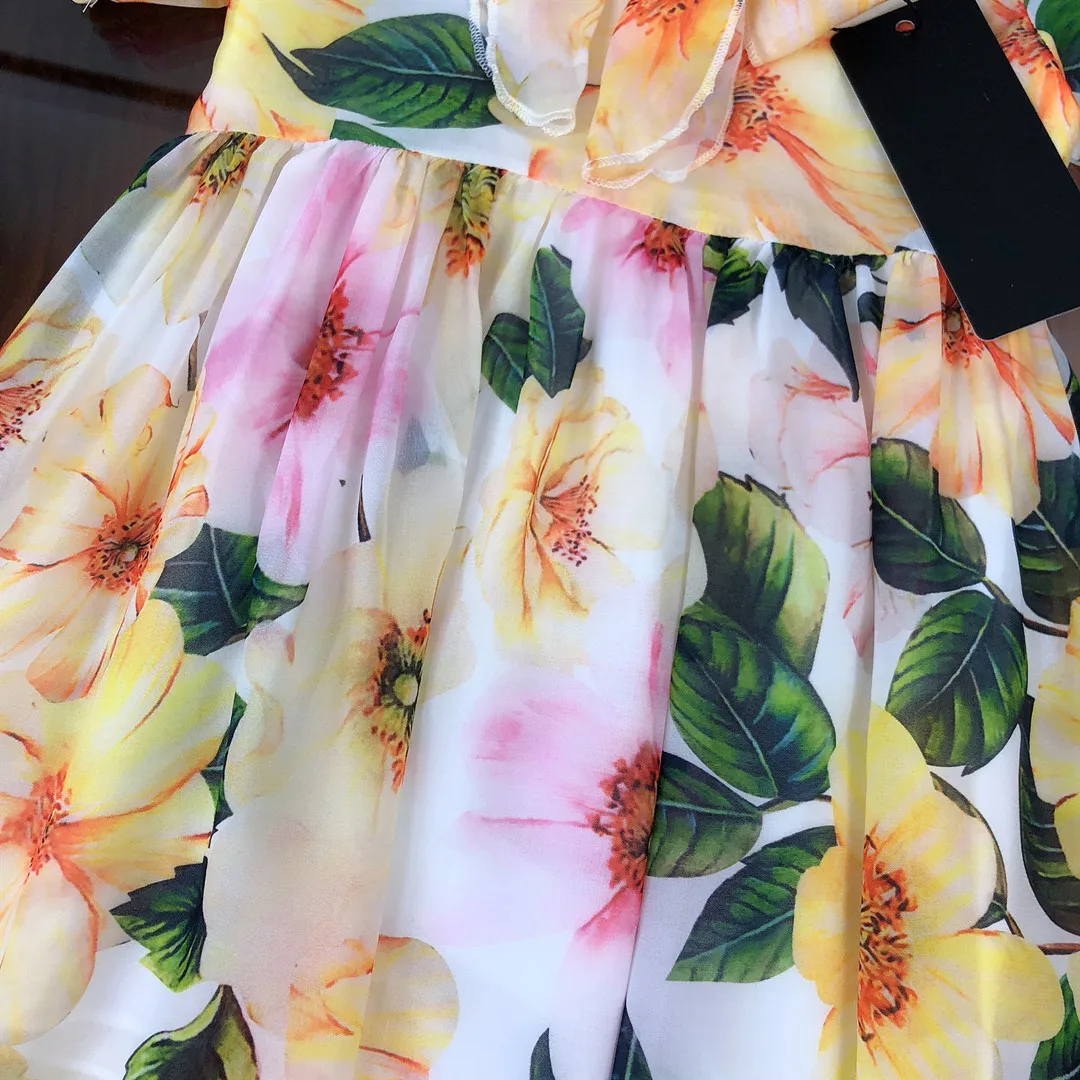 

Girls summer dress 2021 new baby foreign style children's skirt chiffon girl puff sleeve princess dress summer