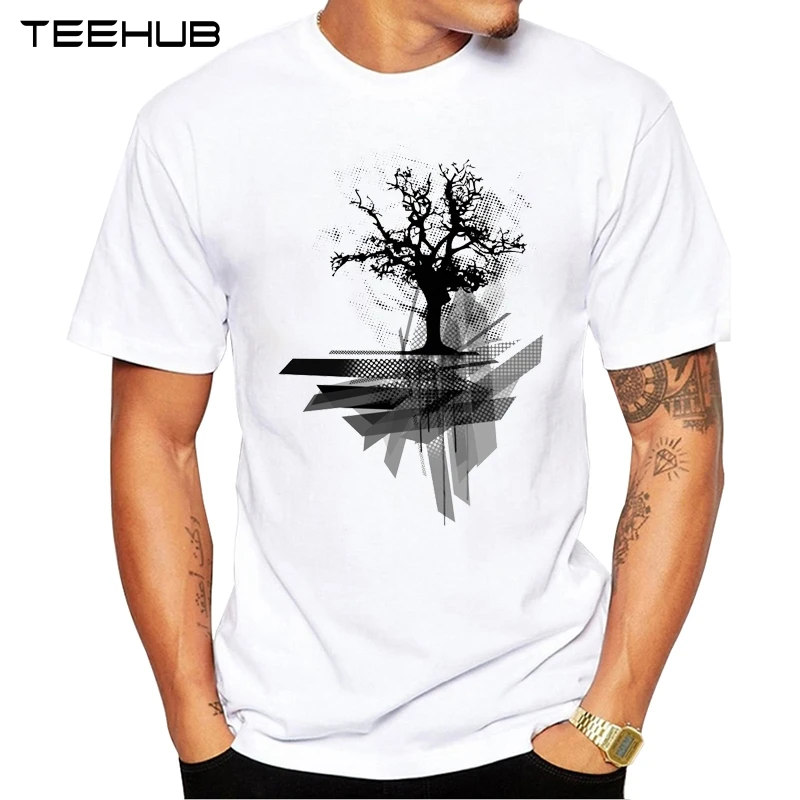 2019 teehub новая крутая Мужская мода гранж дерево дизайн футболка короткий рукав o