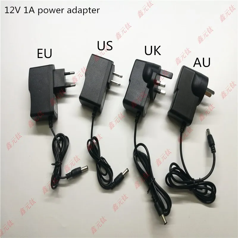 12V 1A светодиодный адаптер питания 12W трансформаторы UK US EU AU черный пластиковый чехол источник питания AC/DC110-240V до 12V адаптер