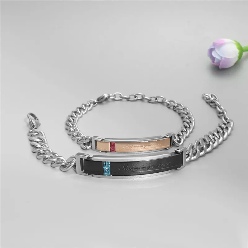 MOONROCY Titanium Steel Bangle Bracelet Party Jewelry True Love Words Fadeless Couple Gift | Украшения и аксессуары