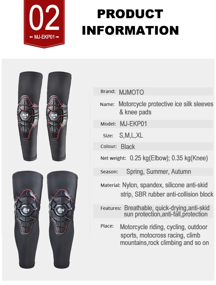 

High Elasticity Motorcycle Knee Pads Motorbike Elbow Pads Anti-slip Arm Sleeve Moto Guards Knee Protection Motocross Accessories