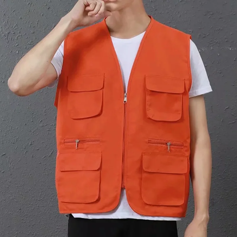 Жилет с несколькими карманами и логотипом повседневная одежда для мужчин женщин