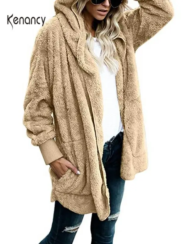Женский осенне зимний длинный кардиган Kenancy Повседневные свитера с капюшоном и