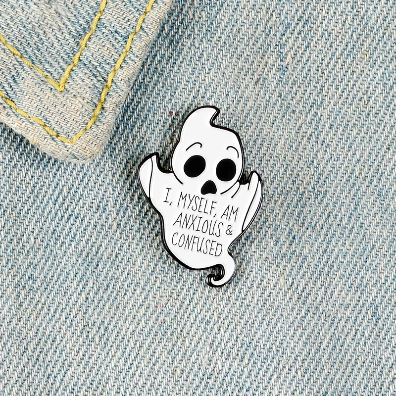 

Cute Ghost Baby Enamel Pin Anxious ghost Brooch Clothes Lapel Backpack Pins Custom Badge Halloween Jewelry Gift for Friends