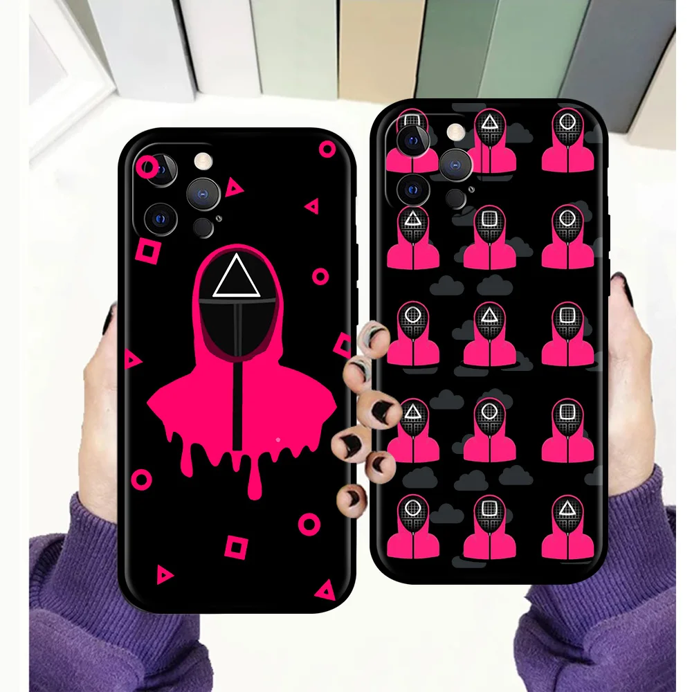 

Squid Game New Gift Phone Case For iPhone 11 12 13 Pro Max 7 8 Plus SE 2020 X XR XS Luxury Shell Soft Silicone Black Cover Coque