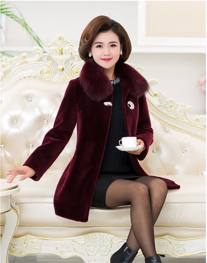 Новинка 2022 шуба женская зимняя из меха норки пальто с воротником лисьего для мамы