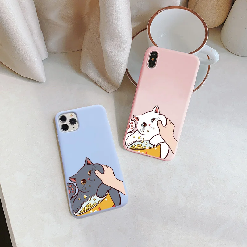 

Cute Pinched Face Animal Cat Phone Case For iphone 11 12 13 Pro Max 6s 7 8 Plus SE 2020 X XR XS MAX Soft Silicone Cover Fundas