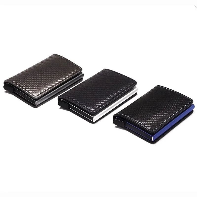New Slim Mini Wallet Carbon Fiber Card Holder Wallets Men Brand Rfid Black Magic Trifold Leather Small Money Bag Male Purse | Багаж и