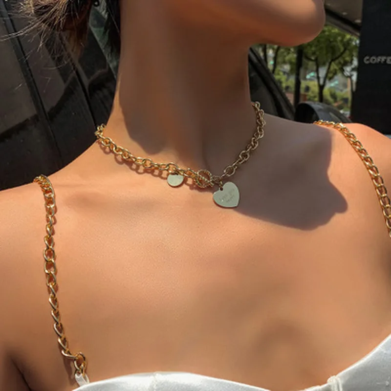 

New Trend Hip hop Gold Plated Thick Chain Metal Ball Long Chain Clavicle Necklace for Men Women Girls Party Jewelry Gift