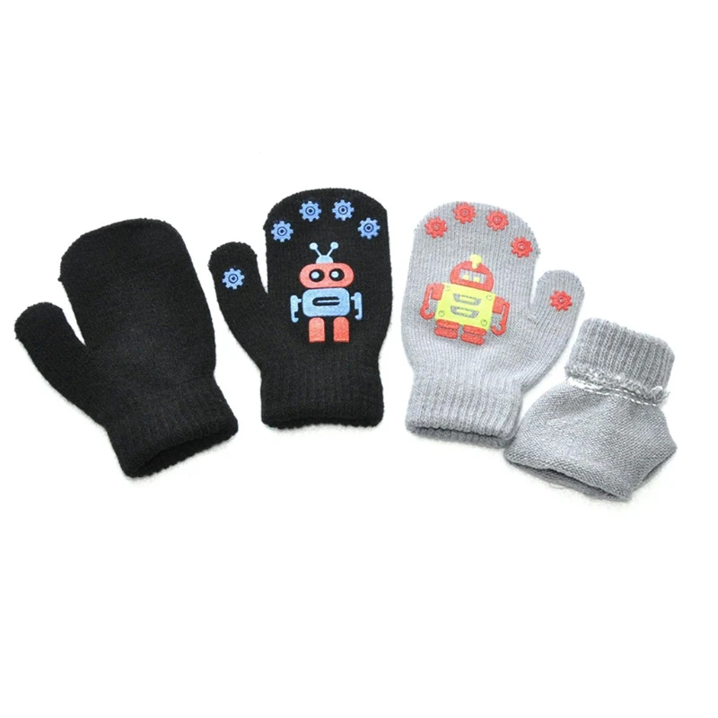 

Children Winter Windproof Wearing Stretchy Knitted Full Finger Gloves Kids Gift Skin-friendly Warm Mittens A2UB
