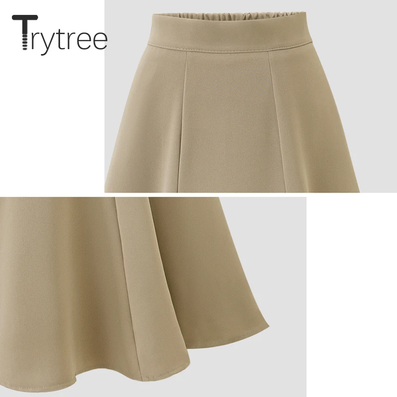 Женская Повседневная юбка Trytree однотонная офисная трапециевидной формы на