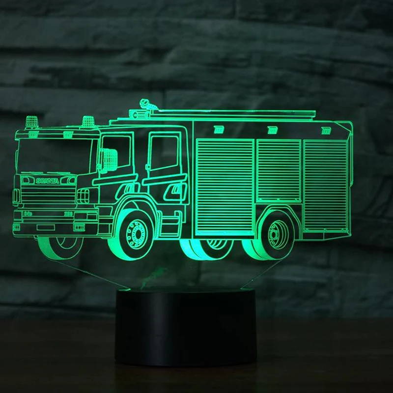 

Fire Engine LED RGB Night Light 7 Color Change Desk Light 2275 Action Figure PVC Kids Toys Brinquedos Christmas Gift