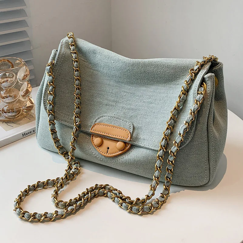 Холщовая Сумка через плечо в стиле ретро роскошный саквояж на цепочке для женщин