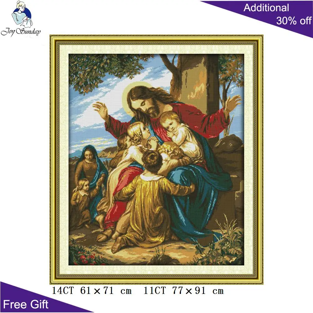 Joy Sunday Jesus домашний декор R311R314R315R316 14CT 11CT Счетный и штампованный Иисус и дети ребенок вид вышивки крестом