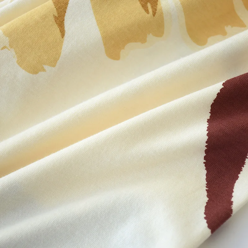 

KISBINI Autumn Spring Women Homewear Cotton Warm Pajamas Set Long Sleeve Leaf Printed Female Sleepwear Women's Pyjamas