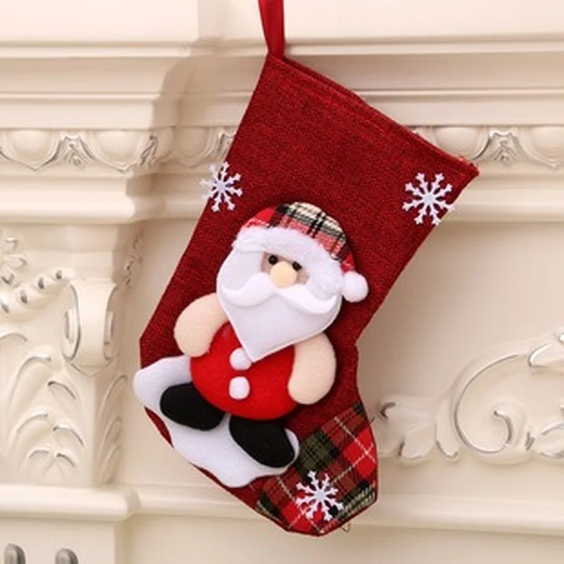 

Navidad Christmas Stocking Santa Sacks Gift Christmas Decorations for Home Candy Bag Hanging Xmas Tree Ornament New Year 2022