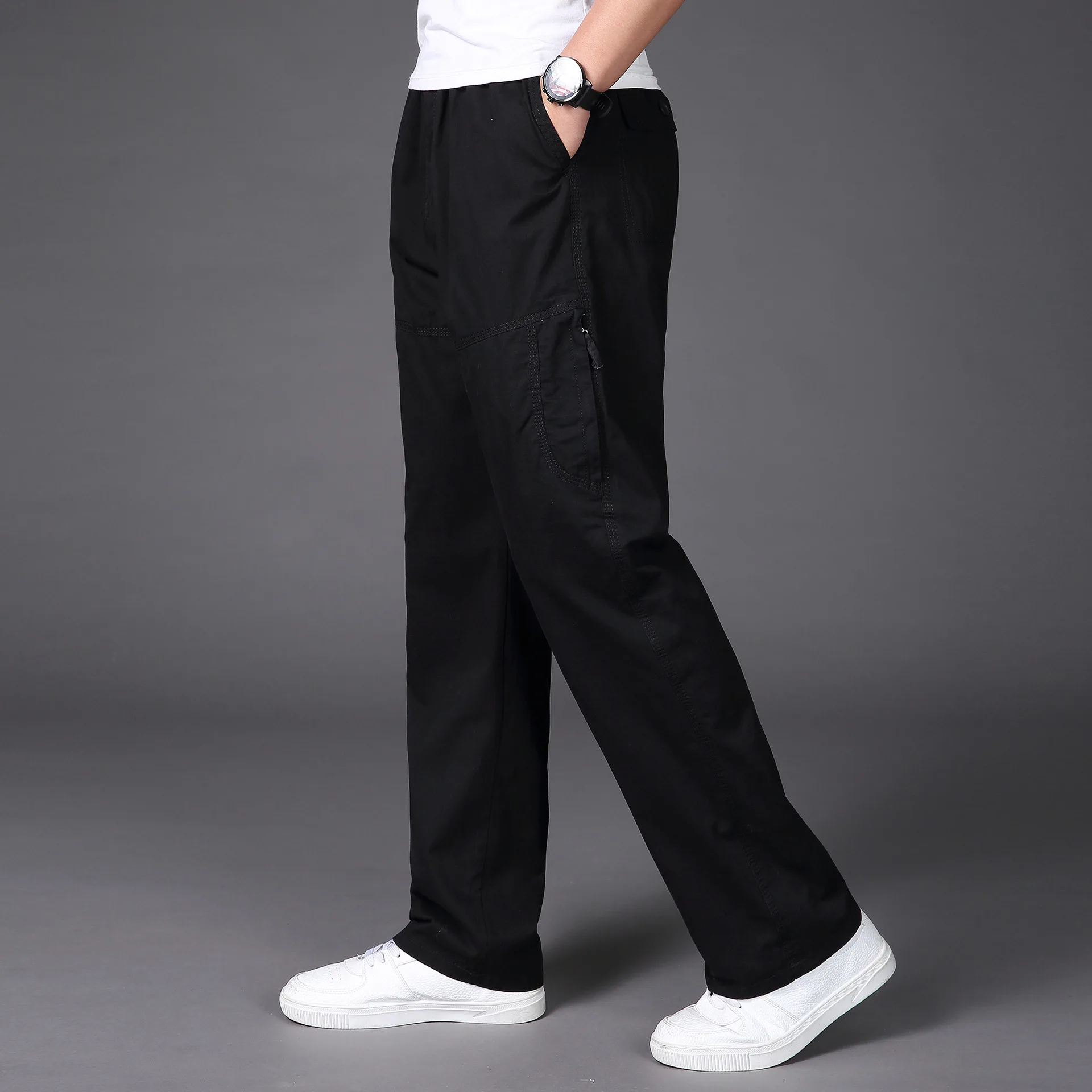 

2021 New Spring Men's Casual Pants Washed Cotton Multi-Pocket Cargo Pants