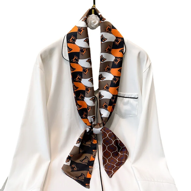 

Fashion 2021 silk Scarf for Women twill Print Silk Feeling Hair Foulard Female Office Neckerchief Bandana Hijab Shawl Wraps