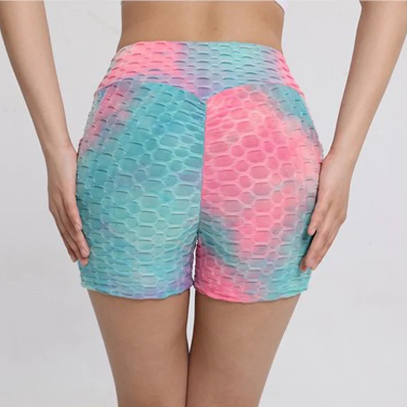 

Women Colorful Tie Dye Yoga Bicycle Shorts Slim Waist Fashion Hips UP Booty Leggings Workout Leggings