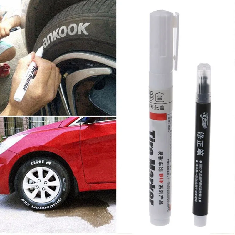 

2Pcs Universal Tire Pen Color Graffiti Personality Modified Pen Scrawl Tire Copic Outline Paint Markers Pens