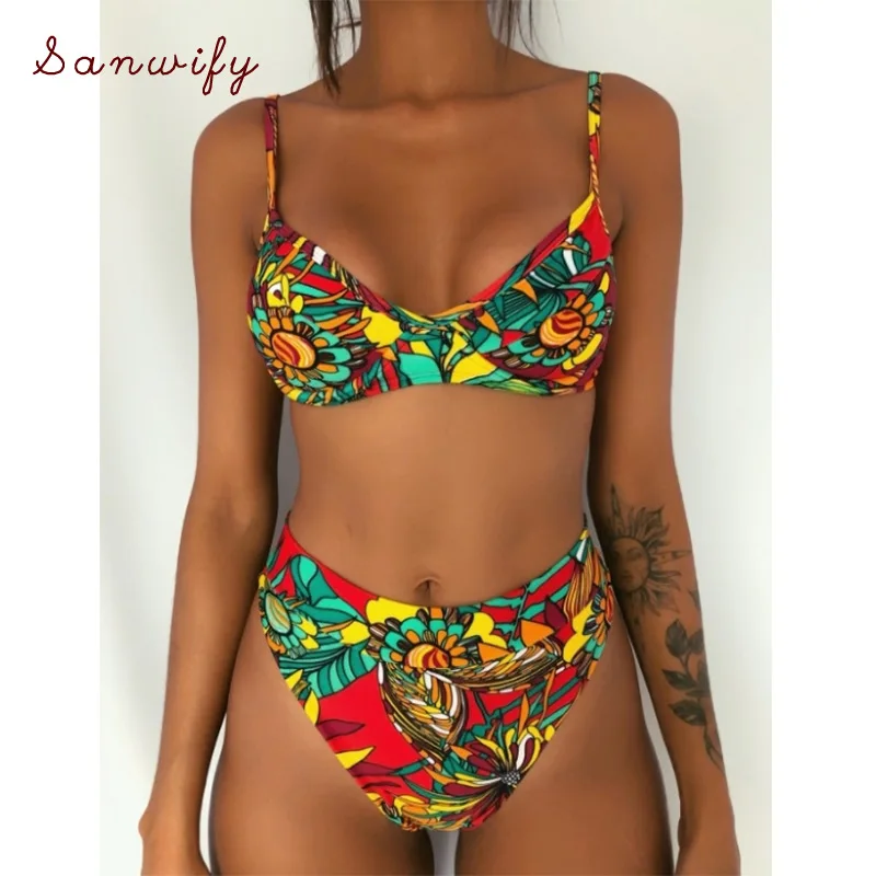 

Sexy Bikinis Women Swimsuit Push Up Swimwear Print Bikini Set Bathing Suit Strap Beachwear Swim Beach