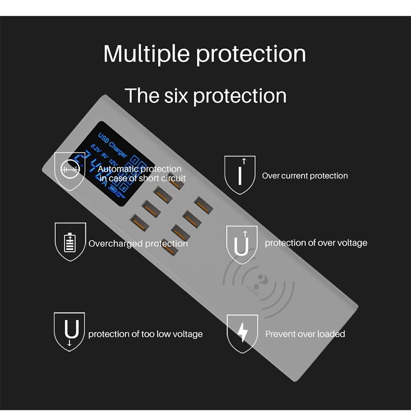 Qi Беспроводное зарядное устройство умное USB быстрое с несколькими портами