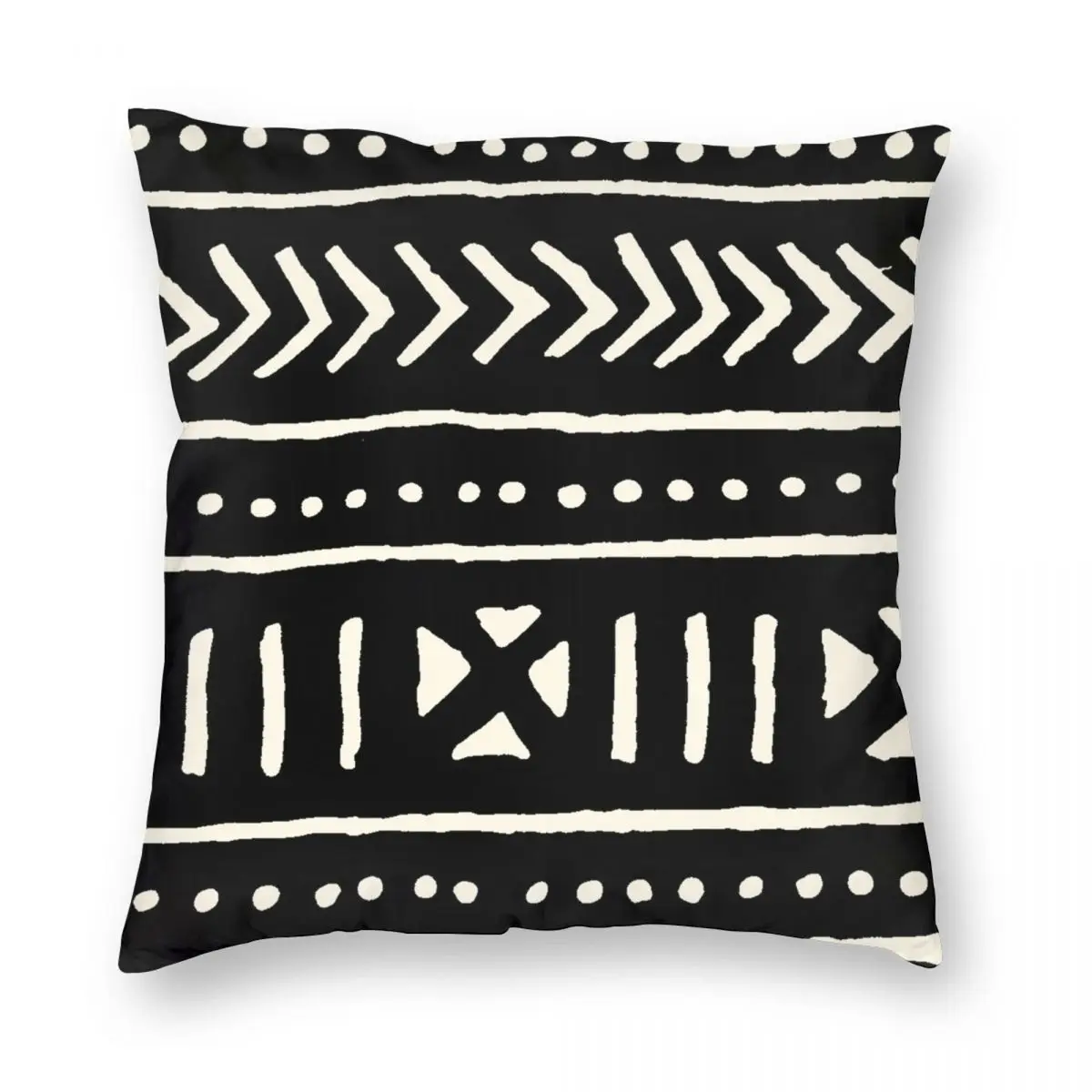 Африканская грязевая ткань черно-белая квадратная наволочка для подушки