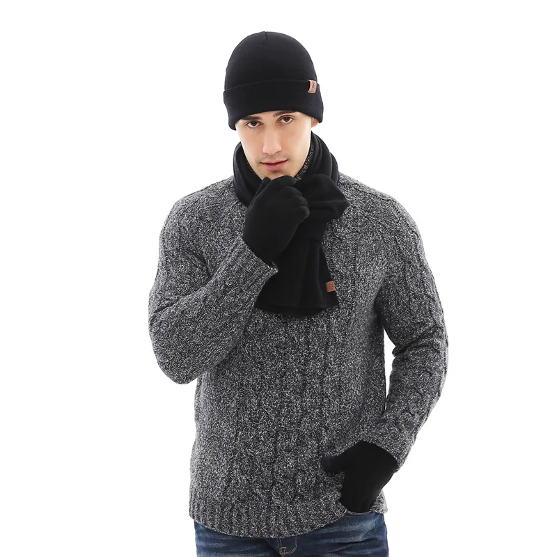 3 шт. зимние шапки для мужчин и женщин шапка шарф перчатки набор шапочки девочек