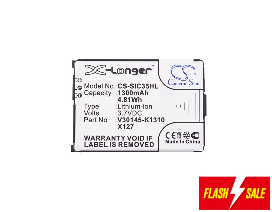 

Cameron Sino 1300mAh Battery L36880-N5401-A102 for Siemens 3506, 3508, 3518, 3568, 3608, C35,C35e,C35i,M35,P35,S35, S35i,S46,S47