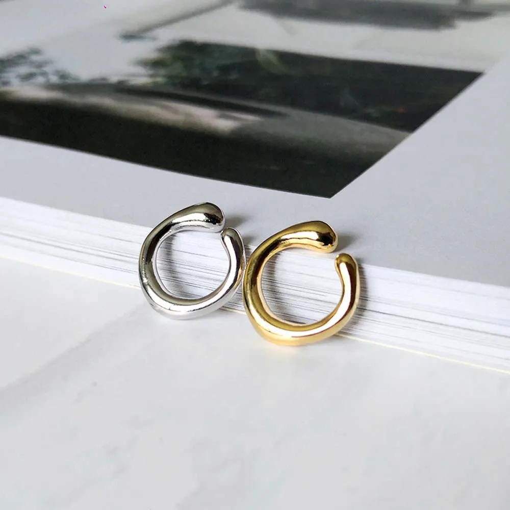 Серьги золотого цвета без пирсинга геометрические круглые манжеты для ушей