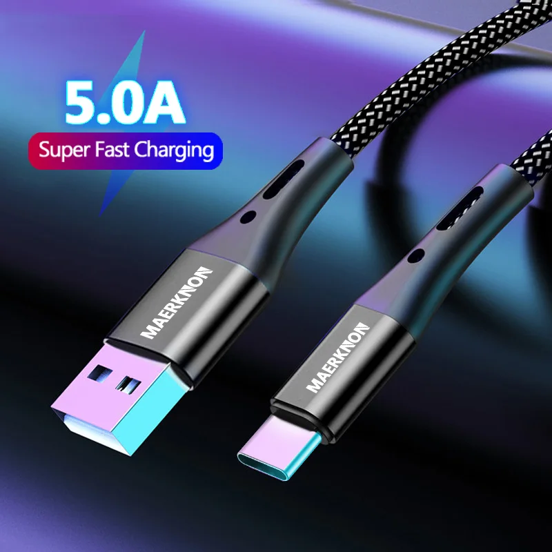 

5A USB Type C Cable Wire For Samsung S20 S10 Xiaomi mi11 10 Huawei Mobile Phone Fast Charging USB C Cable Type-C Data Wire Cord
