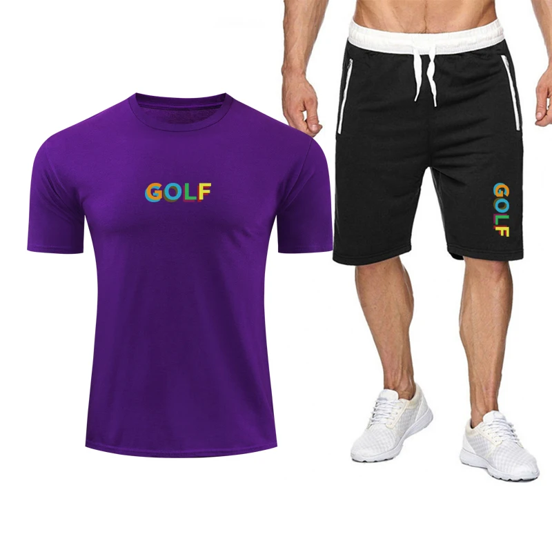 

2021 summer T-shirt and shorts two-piece men's casual sports suit tide brand sportswear pure cotton fashion men's clothing