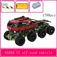 building blocks compatible with le high tech fox 8x8x8 v2 climbing off road truck electric remote control assembly
