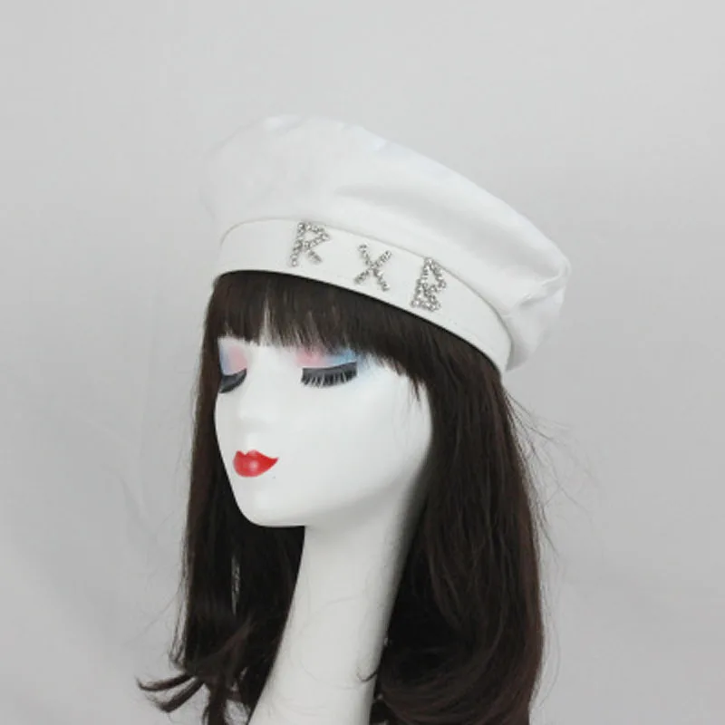 

PCFDDR New diamond RB letter summer Beret female British retro painter's hat.