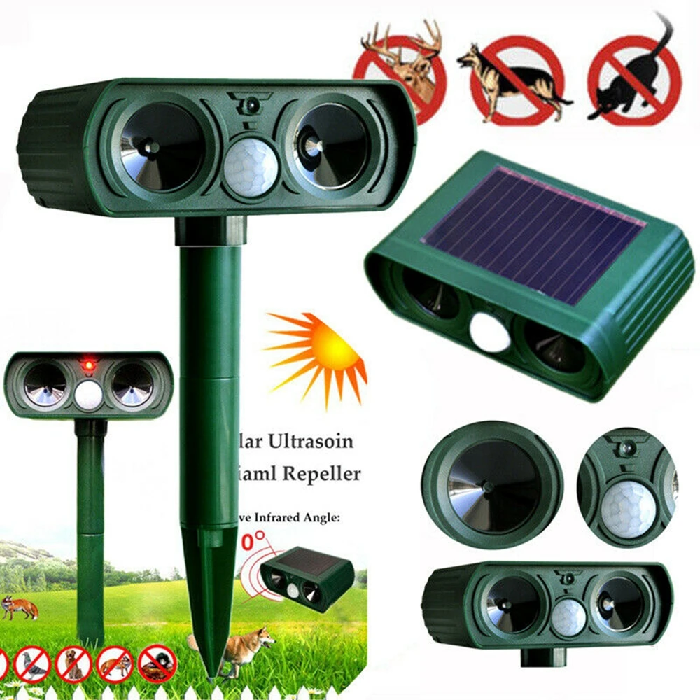 

Outdoor Solar Ultrasonic Animal Repeller Infrared Burst Ultrasonic Sound Animal Repeller Drive Cat Dog for Garden Farm Use