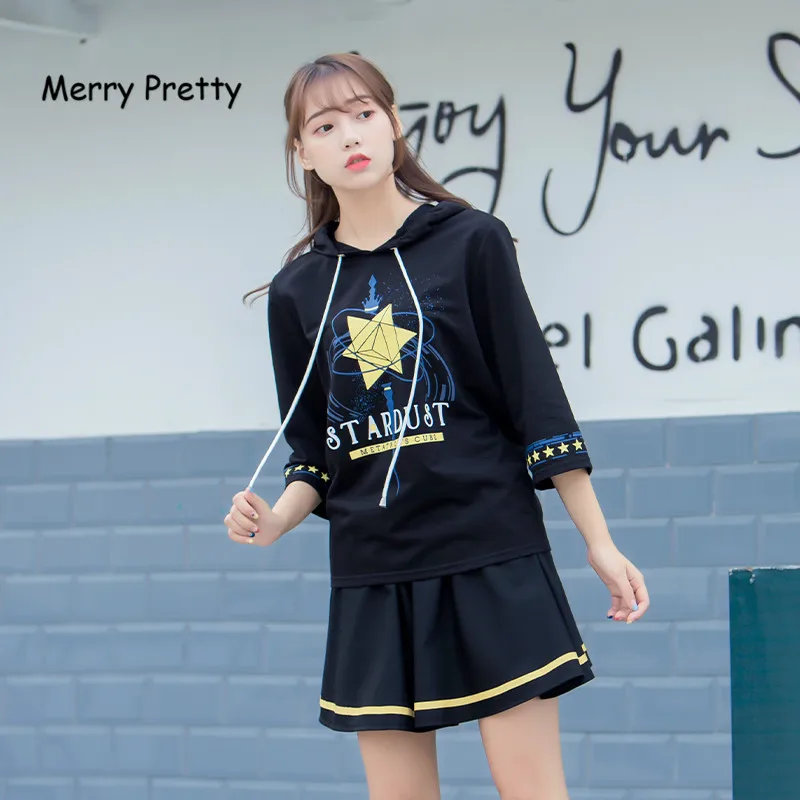 Весенне-осенний Женский комплект из 2 предметов с толстовкой на шнуровке и